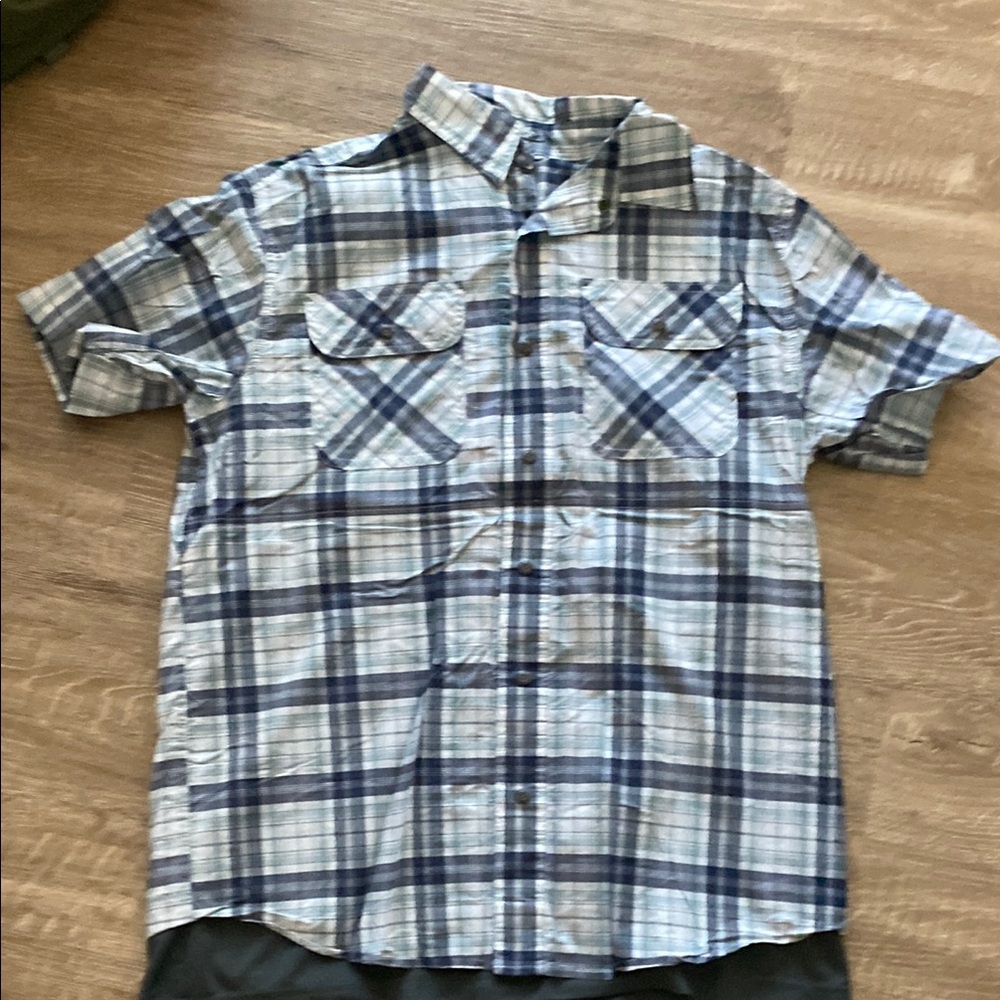 Mens VERTEX large short sleeve plaid concealment button down